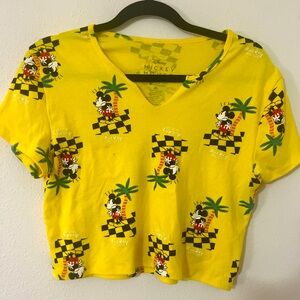 Yellow Disney Crop Top with Mickey Mouse Details, never worn!